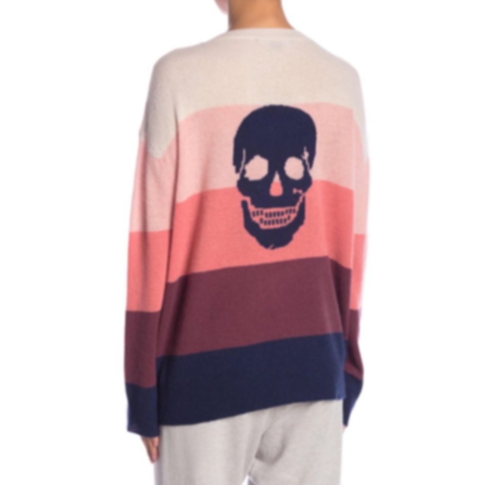 Skull Cashmere Piper Stripe Skull Print Sweater